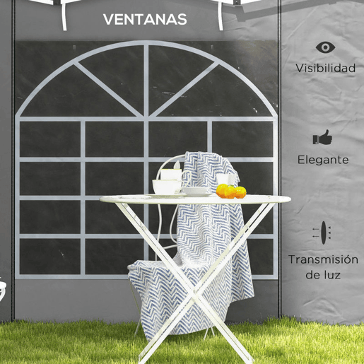Outsunny 2 Paredes Laterais para Tendas 3 x 3  3 x 6 m, 300x200 cm, Paredes de Substituição para Pavilhão em Tecido Oxford com Janela Enrolável e Porta com Fecho, para Festas, Cinzento