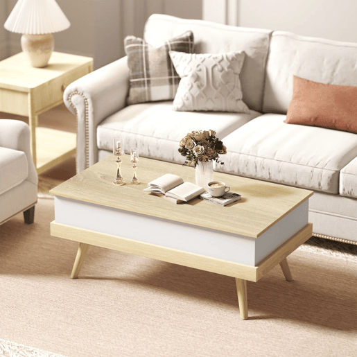 HOMCOM Mesa de Centro Elevatória Mesa de Centro Sala de Estar com 3 Compartimentos de Armazenamento Ocultos e Pés de Madeira para Escritório Dormitório 100x79x54 cm Madeira e Branco HOMCOM Mesa de Centro Elevatória Mesa de Centro Sala de Estar com 3 Compartimentos de Armazenamento Ocultos e Pés de Madeira para Escritório Dormitório 100x79x54 cm Madeira e Branco