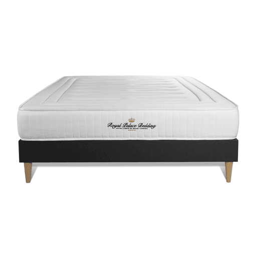 Pack sommier em kit preto com colchão LANCASTER 130x210cm - Altura : 22 cm - Molas ensacadas e viscoelástico - Firmeza : Alta com 3 Zona de firmeza