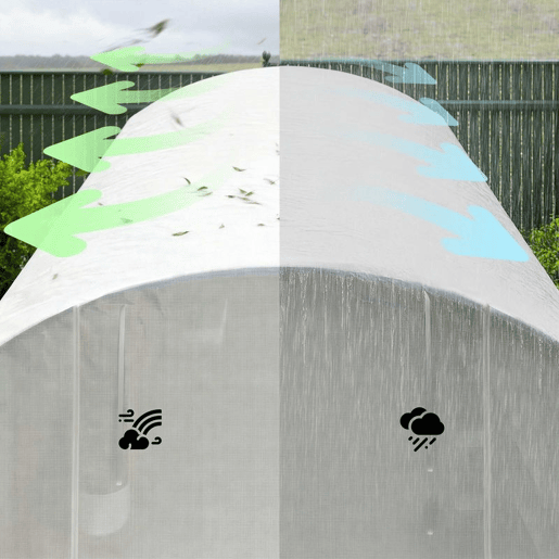 Outsunny Estufa de Exterior 6x3x2 m Estufa Túnel com 3 Portas Enroláveis Janelas com Rede Cobertura PE 140gm² Anti-UV e Estrutura de Aço Galvanizado para Cultivo de Plantas Branco