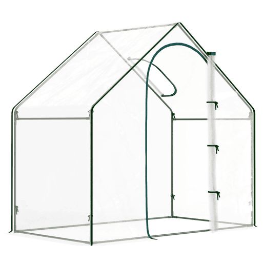 Outsunny Estufa Pequena, Estufa de Exterior com Janela e Porta com Fecho Estrutura de Aço Cobertura de Plástico Impermeável Anti-UV para Cultivar Plantas 180x100x168 cm Transparente
