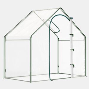 Outsunny Estufa Pequena, Estufa de Exterior com Janela e Porta com Fecho Estrutura de Aço Cobertura de Plástico Impermeável Anti-UV para Cultivar Plantas 180x100x168 cm Transparente