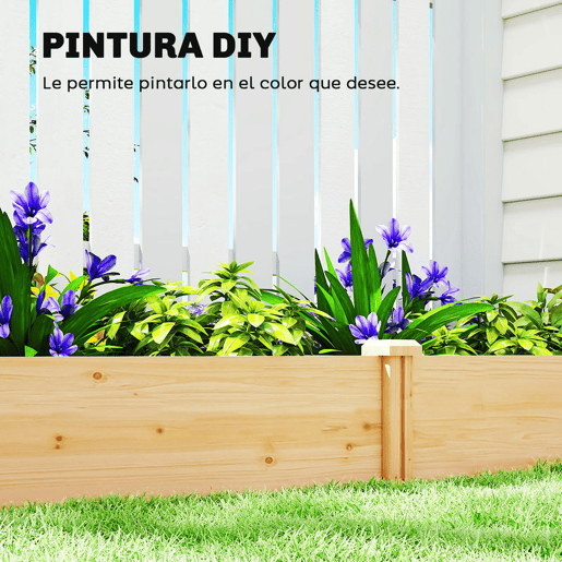 Outsunny Floreira Elevada em Madeira Horta Urbana para Cultivar Plantas Vaso Exterior com Divisor e Base Aberta Pintura DIY para Jardim Terraço 235x121x26 cm Madeira