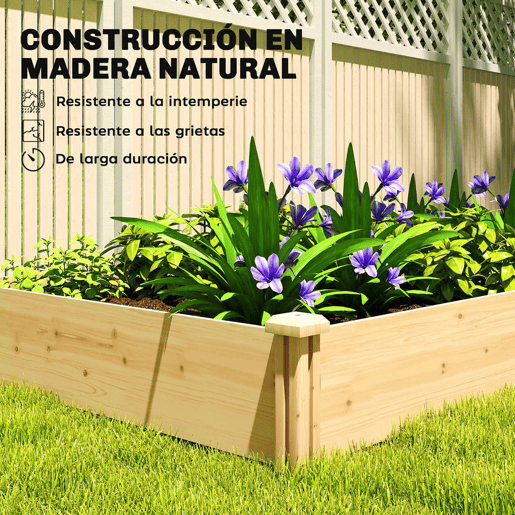 Outsunny Floreira Elevada em Madeira Horta Urbana para Cultivar Plantas Vaso Exterior com Divisor e Base Aberta Pintura DIY para Jardim Terraço 235x121x26 cm Madeira