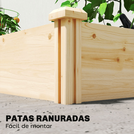 Outsunny Floreira Elevada em Madeira Horta Urbana para Cultivar Plantas Vaso Exterior com Divisor e Base Aberta Pintura DIY para Jardim Terraço 235x121x26 cm Madeira