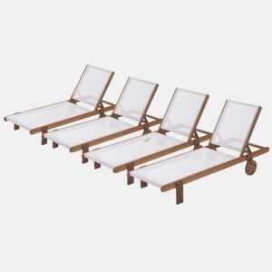 Espreguiçadeira de madeira Saïgon - Maple - Cru - Lote de 4