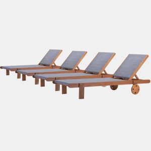 Espreguiçadeira de madeira Saïgon - Maple - Cinza - Lote de 4