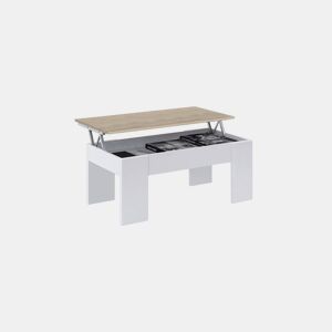Mesa de centro de baixo custo Artik White (Branco mate) - Carvalho canadiano 100 x 45u201356 x 50 cm