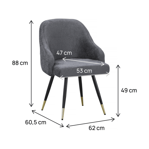 Conjunto de 2 cadeiras em tecido Harmony - 54 x 57 x 90 cm - Cinza
