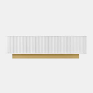 Móvel de TV 170 cm - Design arredondado, arrumação, gestão de cabos, frente texturizada - Branco