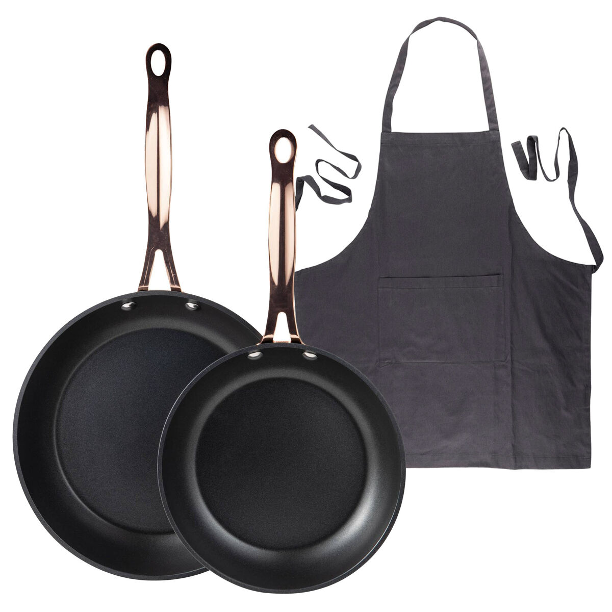 Sartenes ø20ø24cm inducción copper y delantal gris