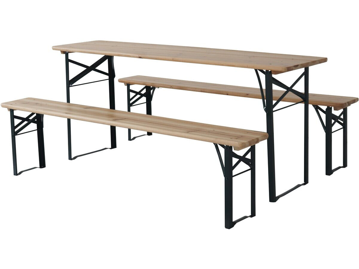 Mesa de jardín plegable tipo brasserie con 2 bancos