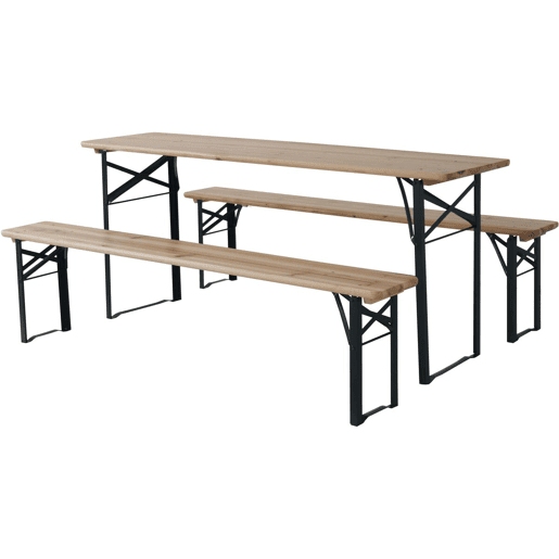 Mesa dobrável de jardim brasserie com 2 bancos Lisboa - 176 x 46 x 75 cm - Castanho