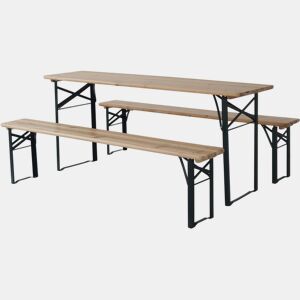 Mesa dobrável de jardim brasserie com 2 bancos Lisboa - 176 x 46 x 75 cm - Castanho