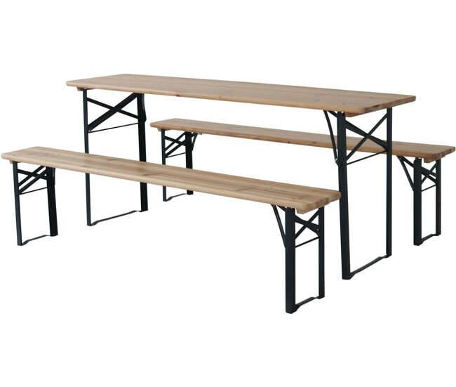 Mesa de jardín plegable tipo brasserie con 2 bancos "lisboa" - 176 x 46 x 75 cm - marrón