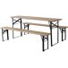 Mesa de jardín plegable tipo brasserie con 2 bancos Mesa de jardín plegable tipo brasserie con 2 bancos Marrón