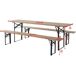 Mesa de jardín plegable tipo brasserie con 2 bancos Mesa de jardín plegable tipo brasserie con 2 bancos Marrón