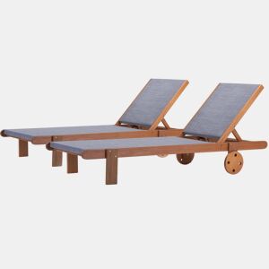 Espreguiçadeira de madeira Saïgon - Maple - Cinza - Lote de 2