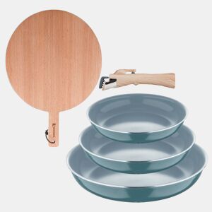 Frigideiras Click&Cook de Ø18Ø20Ø24cm com sistema de indução e tábua de corte.