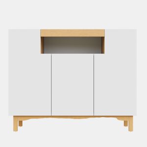 Aparador com 3 portas - Armazenamento multifuncional para sala de estar e sala de jantar - Branco