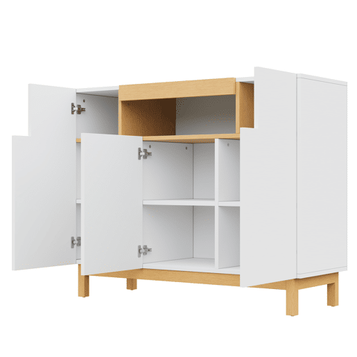 Aparador com 3 portas - Armazenamento multifuncional para sala de estar e sala de jantar - Branco