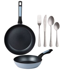 Frigideiras de indução NOIA Ø20Ø26cm e conjunto de talheres de 16 peças