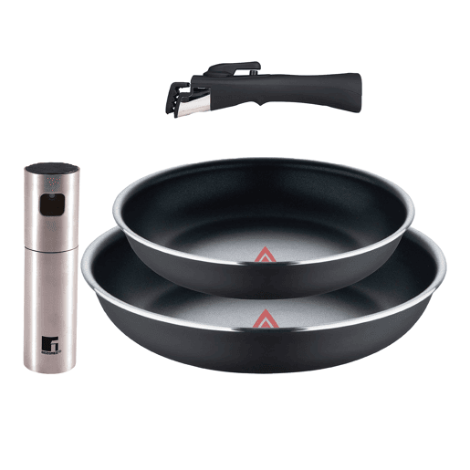 Frigideiras de indução Click&Cook Ø22Ø26cm e Pulverizador de óleo