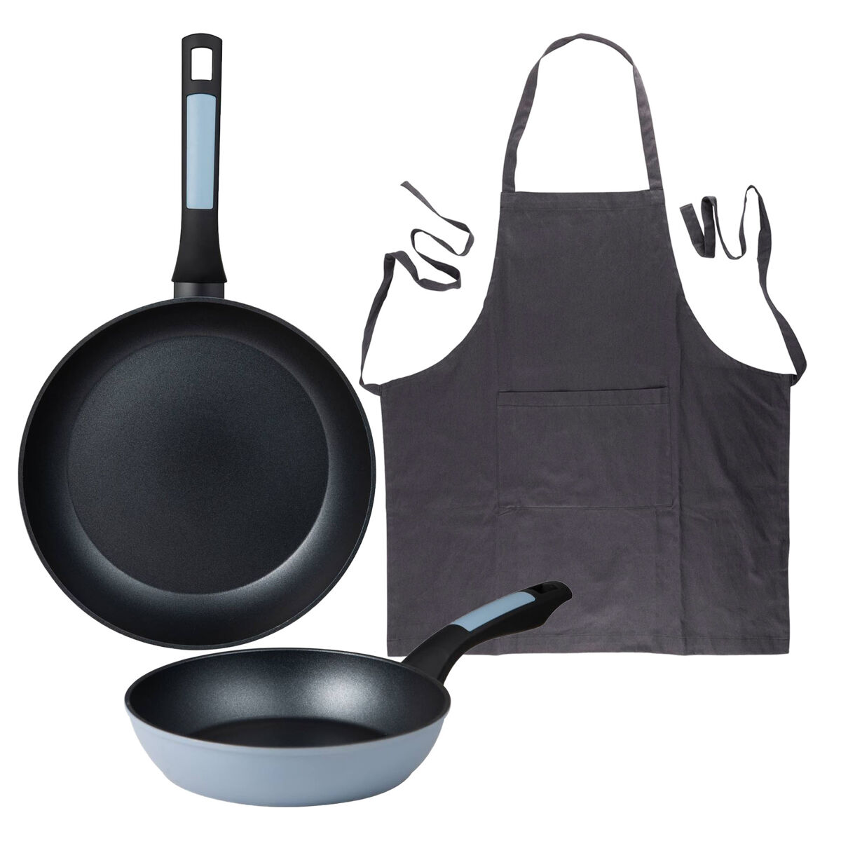 Sartenes ø20ø26cm inducción noia y delantal gris