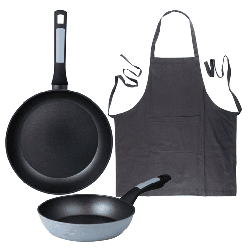 Frigideiras de indução NOIA Ø20Ø26cm e avental cinza