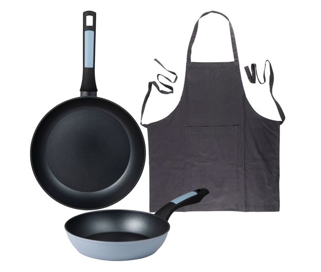 Sartenes ø20ø26cm inducción noia y delantal gris