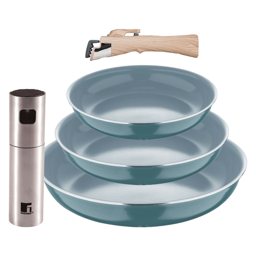 Frigideiras de indução Click&Cook Ø18Ø20Ø24cm e Pulverizador de óleo