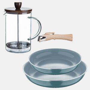 Frigideiras de indução Click&Cook Ø24Ø28cm e cafeteira francesa