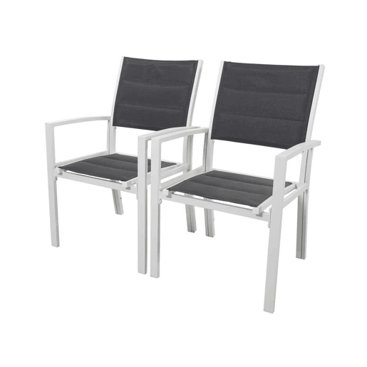 Cadeira para jardim em alumínio Textilene almofadadoBrazilcanaries - Phoenix - Cinzo escuro