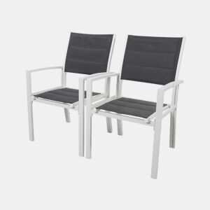 Cadeira para jardim em alumínio Textilene almofadadoBrazilcanaries - Phoenix - Cinzo escuro