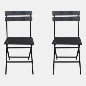 Conjunto de 2 cadeiras dobráveis de plástico para jardim Tenerife - Cinza antracite