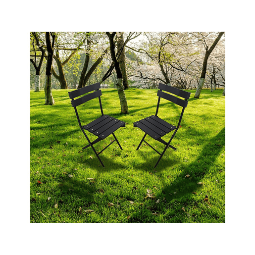 Conjunto de 2 cadeiras dobráveis de plástico para jardim Tenerife - Cinza antracite