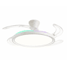 DUPI Ventilador de teto LED RGB COSMOS | Motor DC silencioso | Função verão e inverno | 6 velocidades | Programável | Lâminas retráteis | Controle remoto | Branco