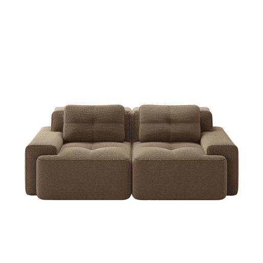 Sofá modular + 2 lugares - Moderno, confortável, assento profundo, veludo canelado - Castanho
