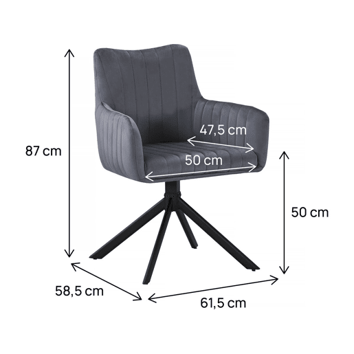 Conjunto de 2 cadeiras em tecido Pharell - 60 x 61 x 91 cm - Cinza