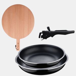 Frigideiras de indução Click&Cook Ø22Ø26cm e tábua de corte