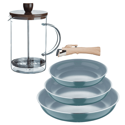 Frigideiras de indução Click&Cook Ø18Ø20Ø24cm e cafeteira francesa