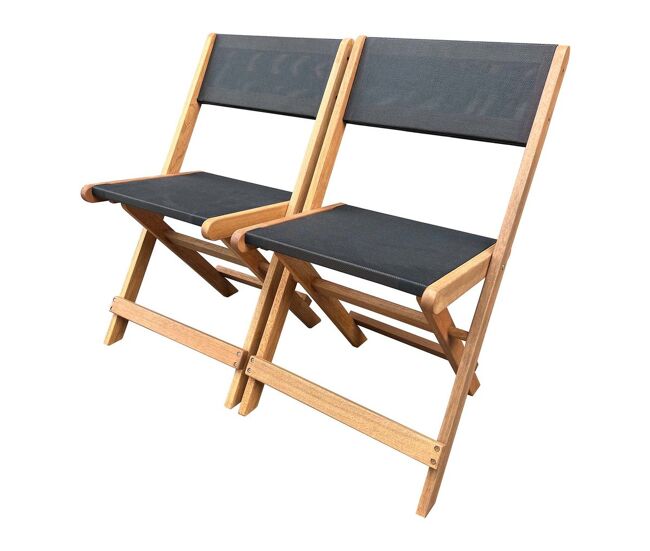 Silla plegable de madera exótica "Seoul" - Arce - Negro - Lote de 2
