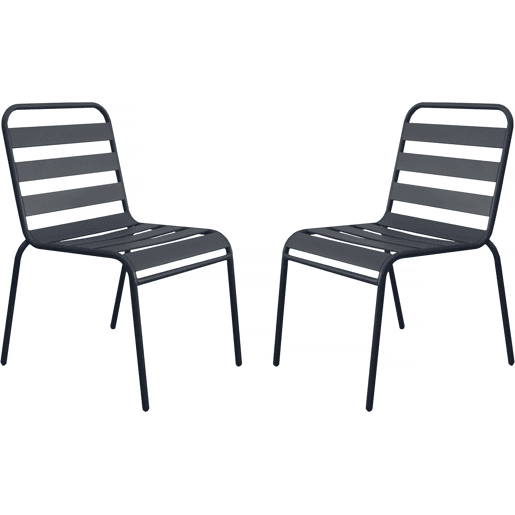 Conjunto de 2 cadeiras de jardim empilháveis ??em metal Bilbau - Cinza