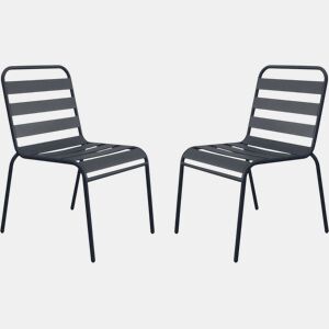 Conjunto de 2 cadeiras de jardim empilháveis ??em metal Bilbau - Cinza