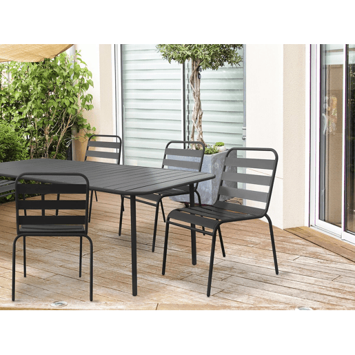 Conjunto de 2 cadeiras de jardim empilháveis ??em metal Bilbau - Cinza