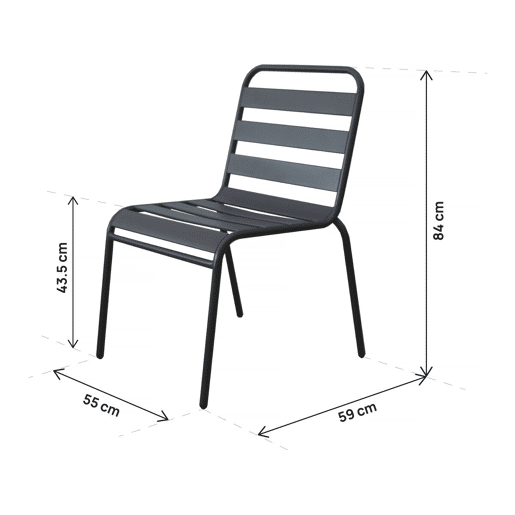 Conjunto de 2 cadeiras de jardim empilháveis ??em metal Bilbau - Cinza