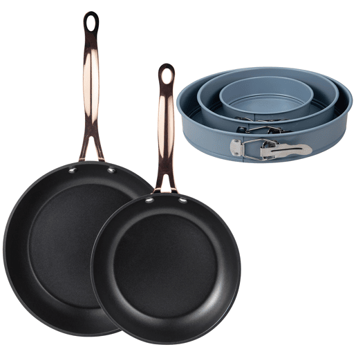 Conjunto de frigideiras de indução de cobre Ø20Ø24cm e forma para forno