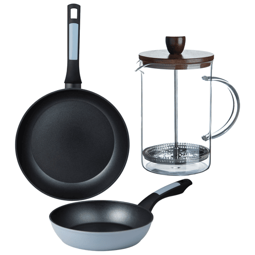Frigideiras de indução NOIA Ø20Ø26cm e cafeteira de êmbolo