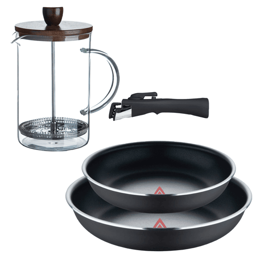 Frigideiras de indução Click&Cook Ø22Ø26cm e cafeteira francesa