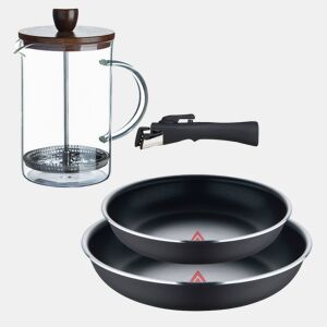 Frigideiras de indução Click&Cook Ø22Ø26cm e cafeteira francesa